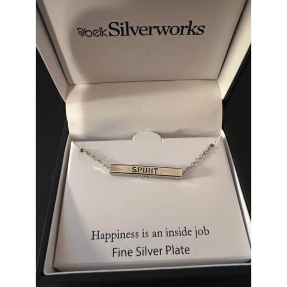 Belk Silverworks Fine Silver Plate Chain Necklace Happiness is an Inside Job - Picture 3 of 8